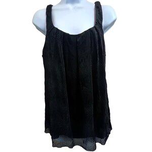 Vintage Y2K Willi Smith Black Velveteen Swirl Pattern Tank Top Blouse